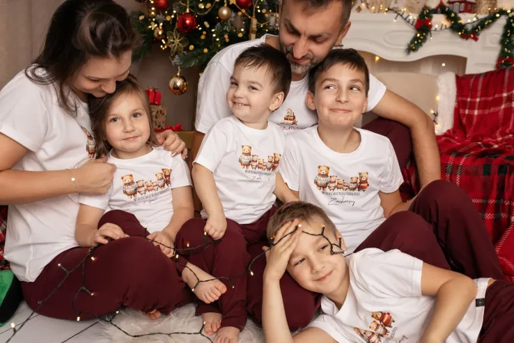 Piżama męska z nadrukiem rodziny misiów