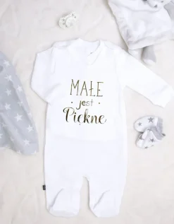 Śpiochy z nadrukiem małe jest piękne + kaftanik