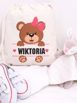 Plecak worek z misiem i z imieniem