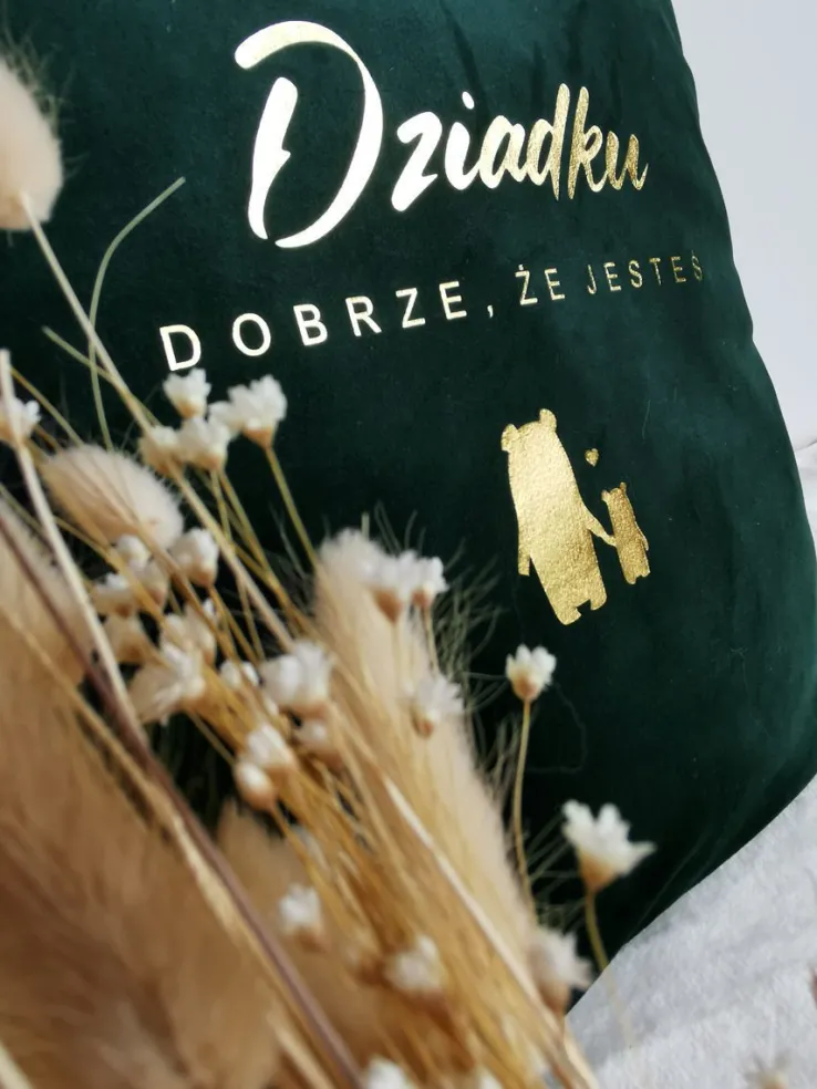 Poduszka welurowa Dziadku dobrze, że jesteś