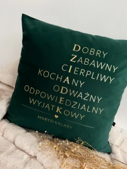 Poduszka welurowa z nadrukiem Dziadek-krzyżówka