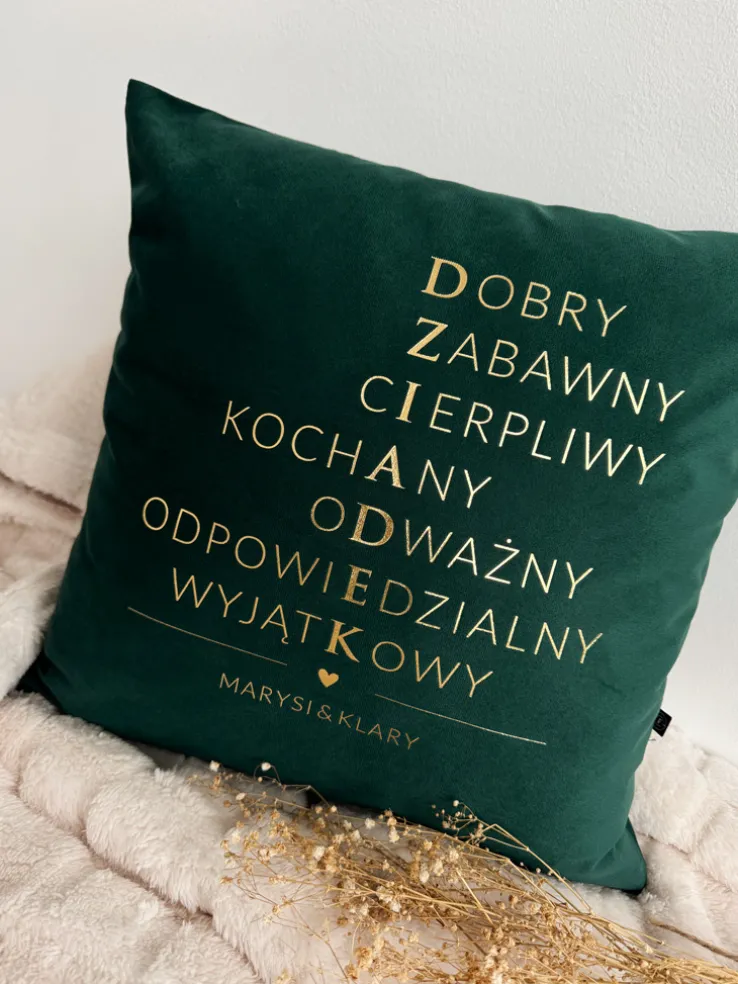 Poduszka welurowa z nadrukiem Dziadek-krzyżówka