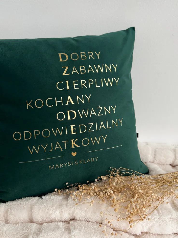 Poduszka welurowa z nadrukiem Dziadek-krzyżówka
