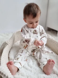 Prążkowany komplet leśni przyjaciele (bluza + spodnie)