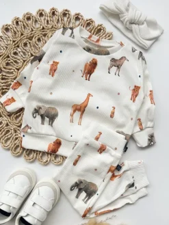 Prążkowany komplet safari (bluza + spodnie)