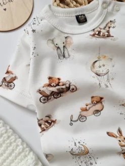 Rampers niemowlęcy retro zwierzątka
