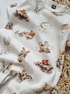 Rampers niemowlęcy retro zwierzątka