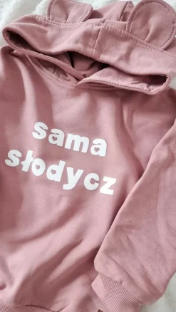 Różowa bluza z kapturem i uszami misia- sama słodycz