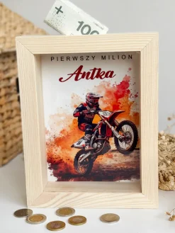 Skarbonka dla dziecka z nadrukiem motocross