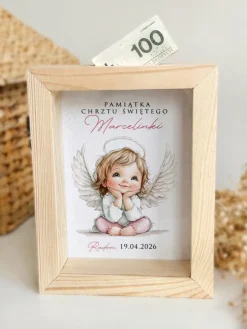 Skarbonka dla dziewczynki pamiątka Chrztu Świętego