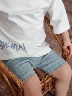 Spodnie kolarki dziecięce prążkowane miętowe