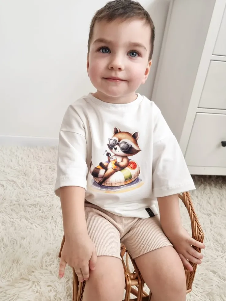 Spodnie kolarki dziecięce prążkowane jasny beż