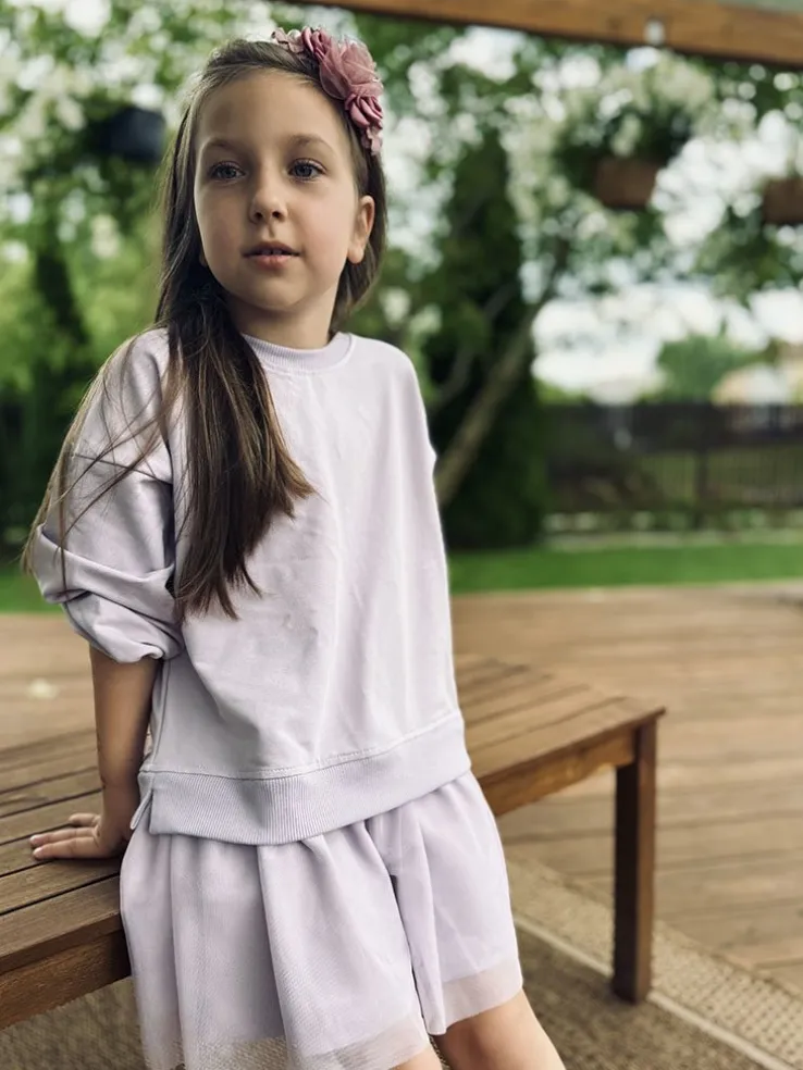 Sukienka dla dziewczynki z tiulem liliowa