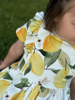 Sukienka z krótkim rękawem z falbankami cytryny
