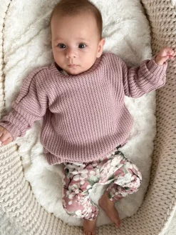 Sweter dziecięcy bawełniany brudny róż