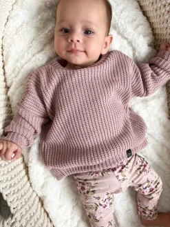 Sweter dziecięcy bawełniany brudny róż