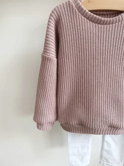 Sweter dziecięcy bawełniany brudny róż