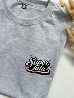 Szara koszulka męska z nadrukiem super tata
