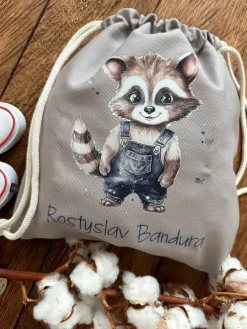 Szary worek z nadrukiem szopa + imię