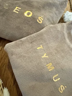 Welurowy komplet dla dziecka kolor liliowy bluza + spodnie