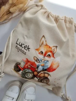 Worek dla dziecka lisek na traktorze + imię