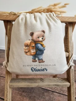 Worek dla dziecka misiek dumny przedszkolak + imię