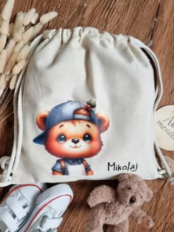 Worek dla dziecka misio uczeń w czapeczce + imię