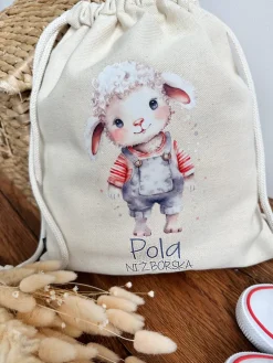 Worek dla dziecka z nadrukiem owieczki + imię