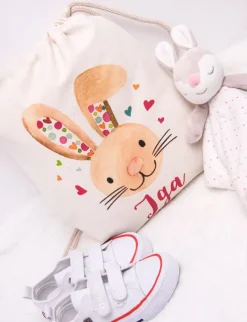 Worek na buty z nadrukiem buźki zajączka i imieniem