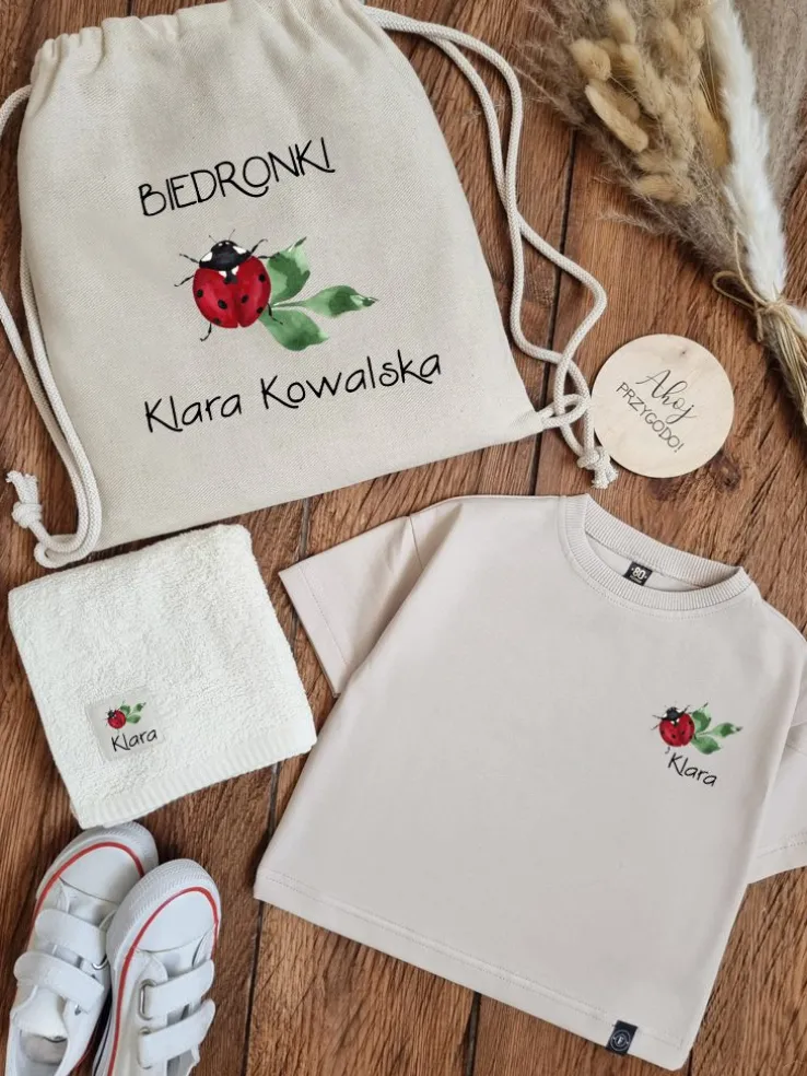 Zestaw do przedszkola 3el. z nadrukiem biedronki