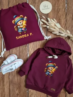 Zestaw do przedszkola worek + bluza misio z kredką
