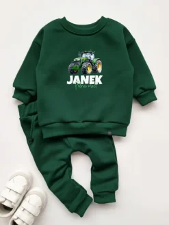 Zielony komplet dla dziecka traktor (bluza + spodnie)